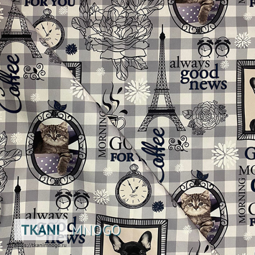 Фото фактуры микровелюра “Cats-3” анималистический.